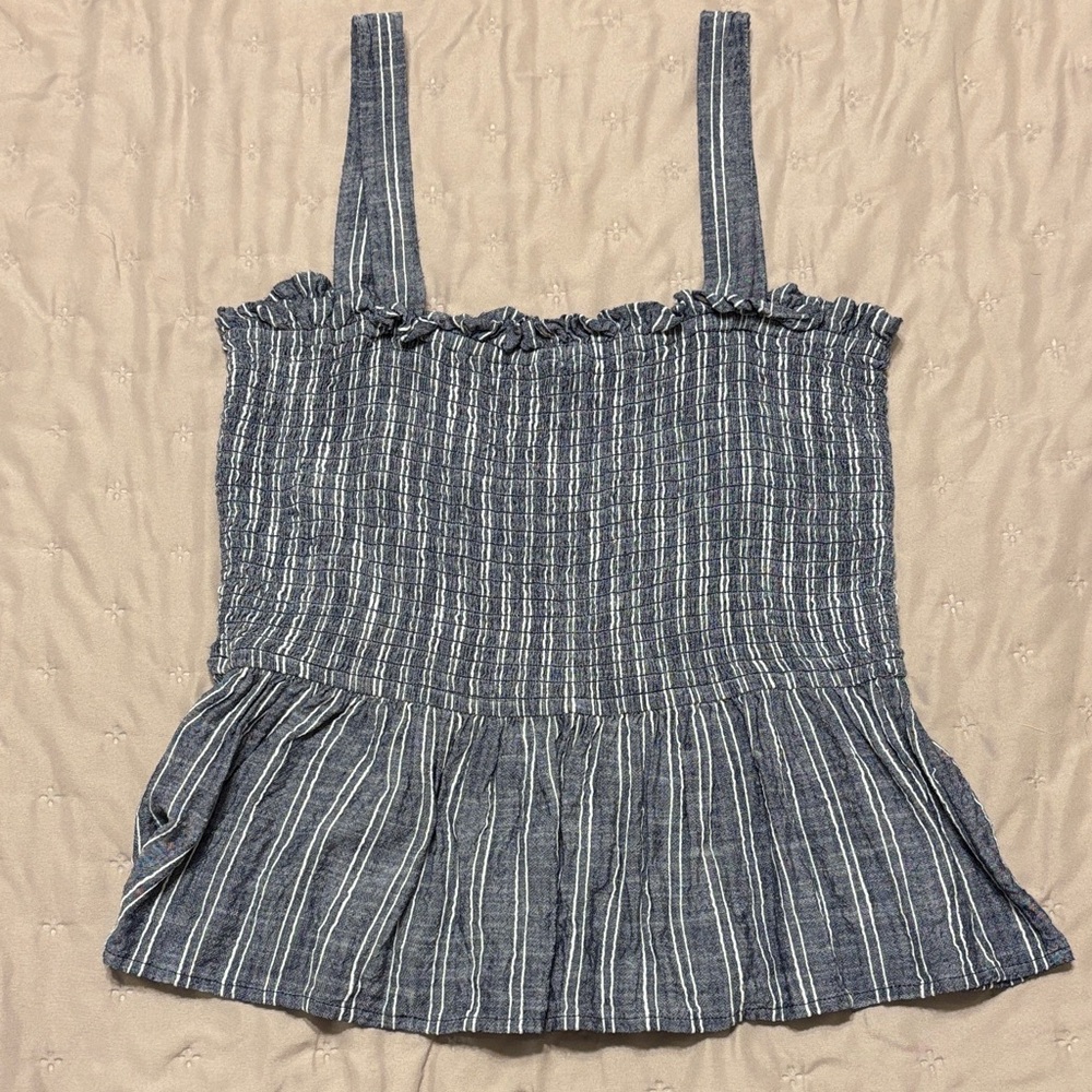 LOFT Beach Striped Blue Striped Tank